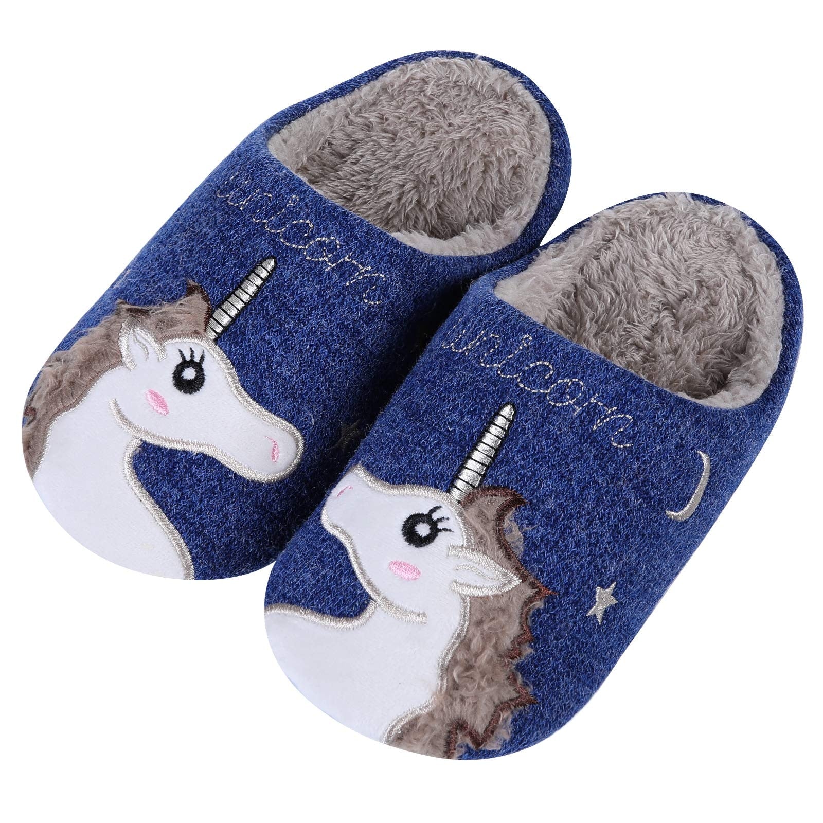 Pantoufles Licorne Femme Bleu