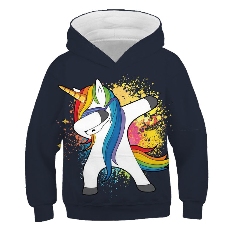 Sweat Licorne Bleu qui dab