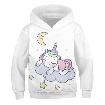 Sweat Licorne Fille Blanc