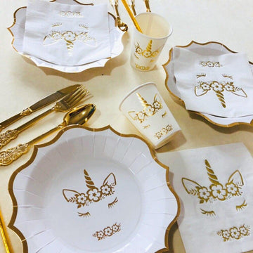 Assiette licorne bordure dorée