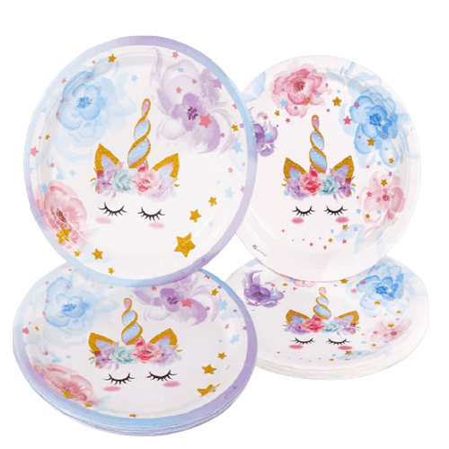 Assiette licorne décor floral