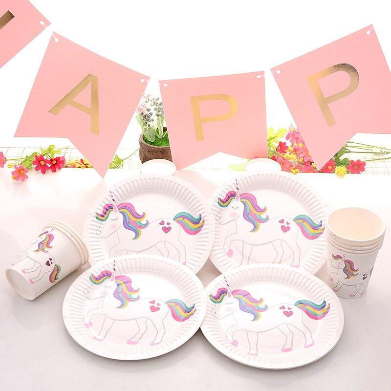 Lot de 10 assiettes licorne jetables blanches