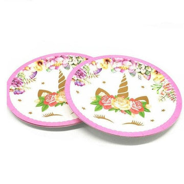 Assiette licorne motif floral