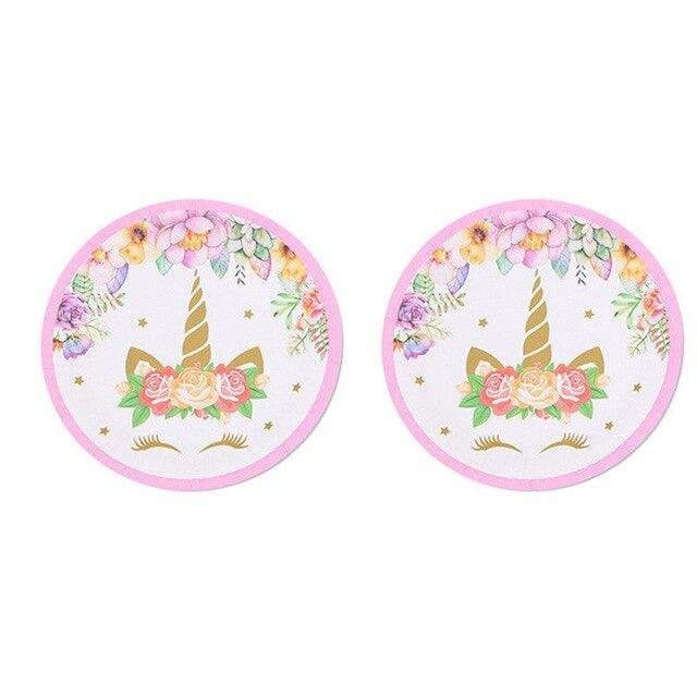Assiettes jetables licorne motif floral 23 cm