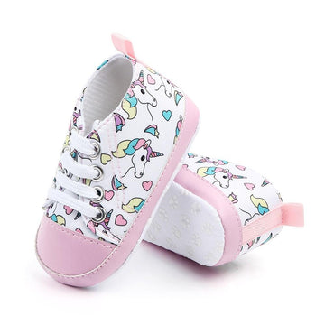 Baskets licorne bébé roses