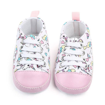 Baskets licorne bébé roses
