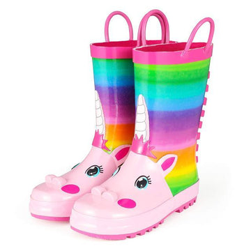 Bottes de pluie licorne rayures multicolores