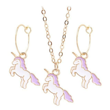 Boucles d'oreilles Créoles et Collier Licorne