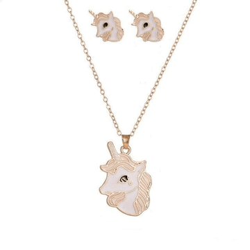 Boucles d'oreilles et Collier Licorne Fille