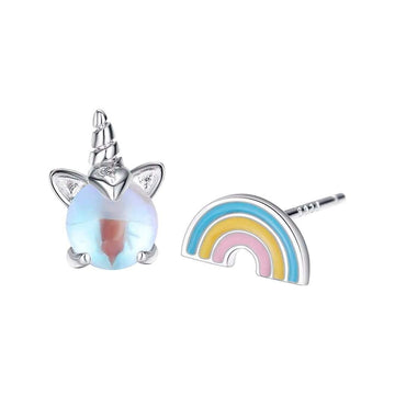 Boucles d'Oreilles Licorne et Arc-en-ciel pour Enfants