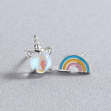 Boucles d'Oreilles Licorne et Arc-en-ciel pour Enfants