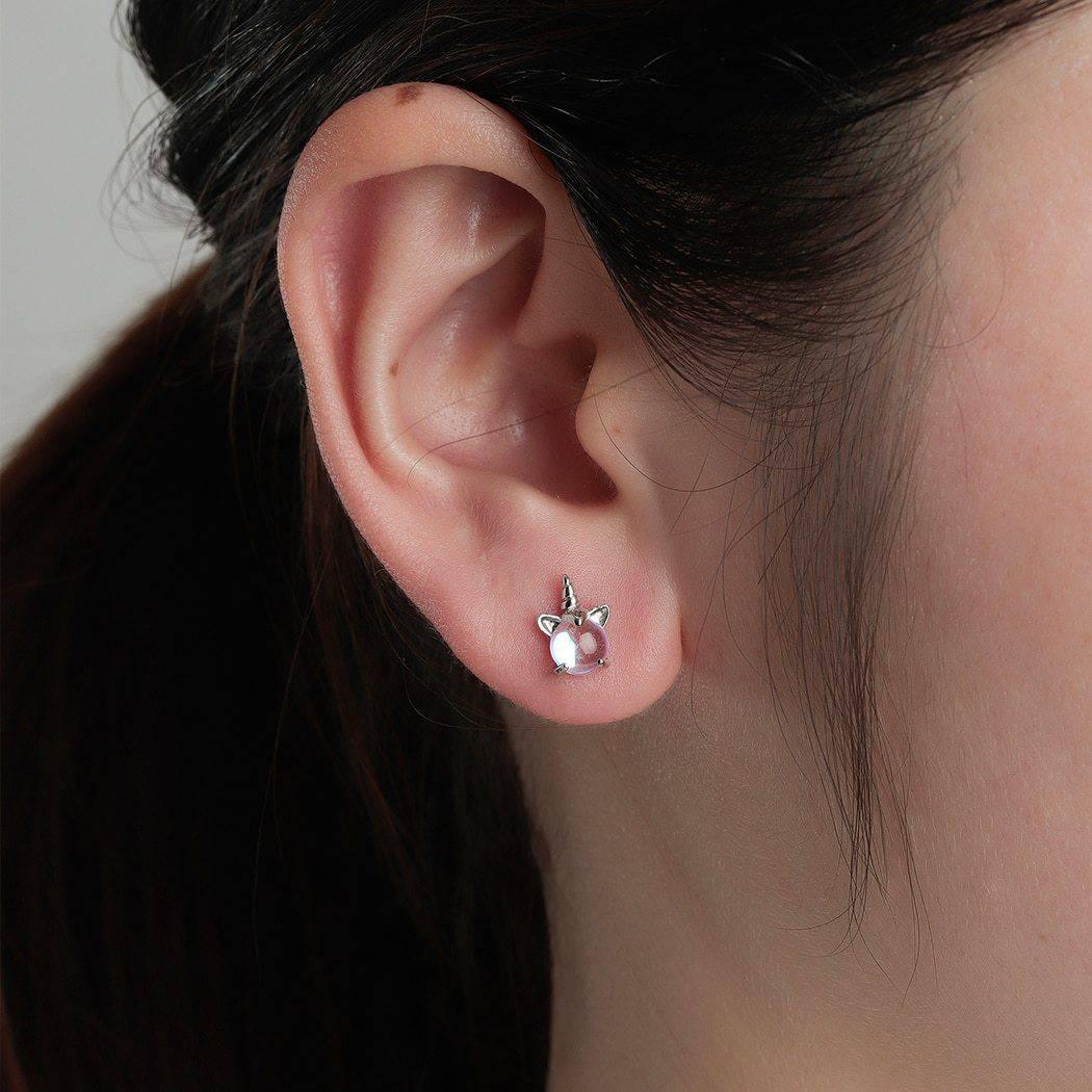 Boucles d'Oreilles Licorne et Arc-en-ciel pour Enfants - Une Licorne