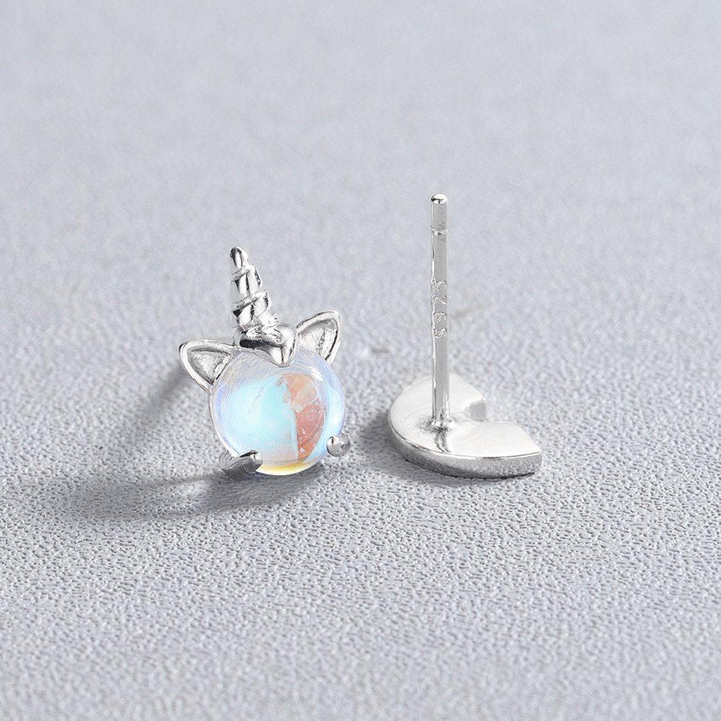 Boucles d'Oreilles Licorne et Arc-en-ciel pour Enfants - Une Licorne