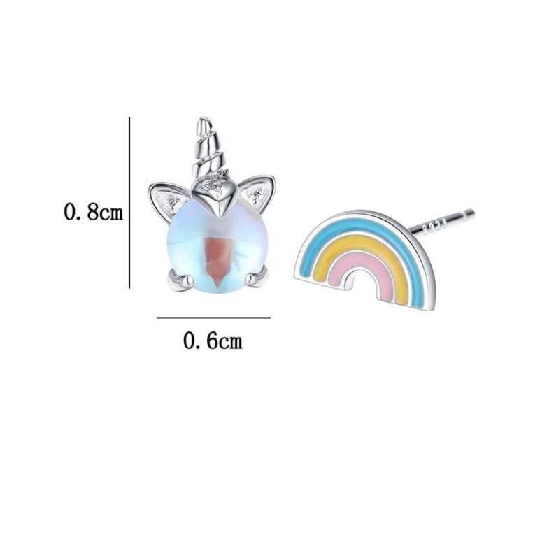 Boucles d'Oreilles Licorne et Arc-en-ciel pour Enfants - Une Licorne
