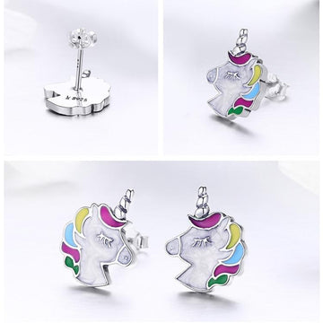 Boucles d'Oreilles Licorne<br> Argent Dormeuse