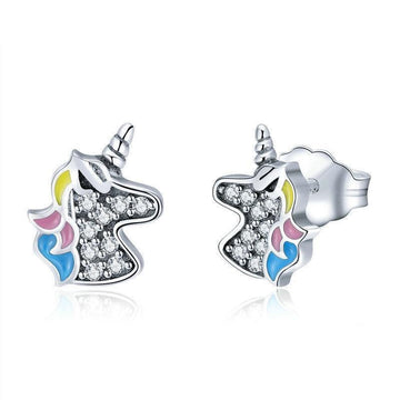 Boucles d'Oreilles Licorne Argent Femme