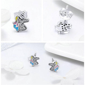 Boucles d'Oreilles Licorne Argent Femme