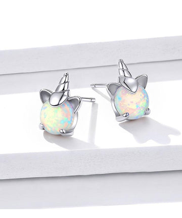 Boucles d'Oreilles Licorne couleur Argent