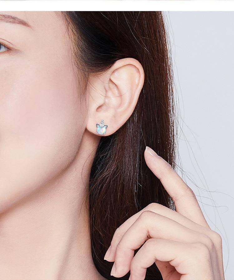 Boucles d'Oreilles Licorne<br> Argent - Une Licorne