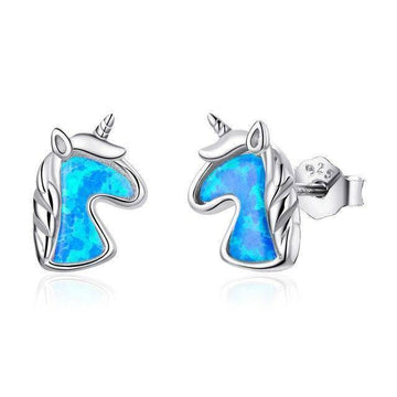 Boucles d'Oreilles Licorne bleu océan