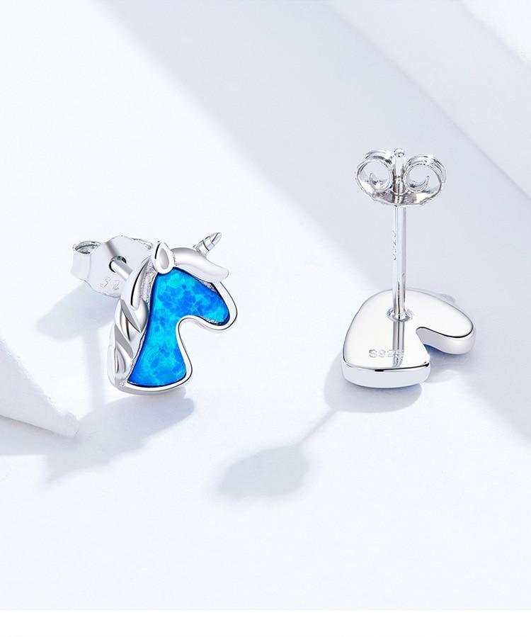 Boucles d'Oreilles Licorne<br> Argent Massif - Une Licorne