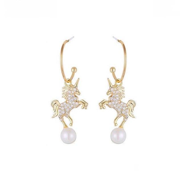 Boucles d'Oreilles Licorne<br> Créoles - Une Licorne