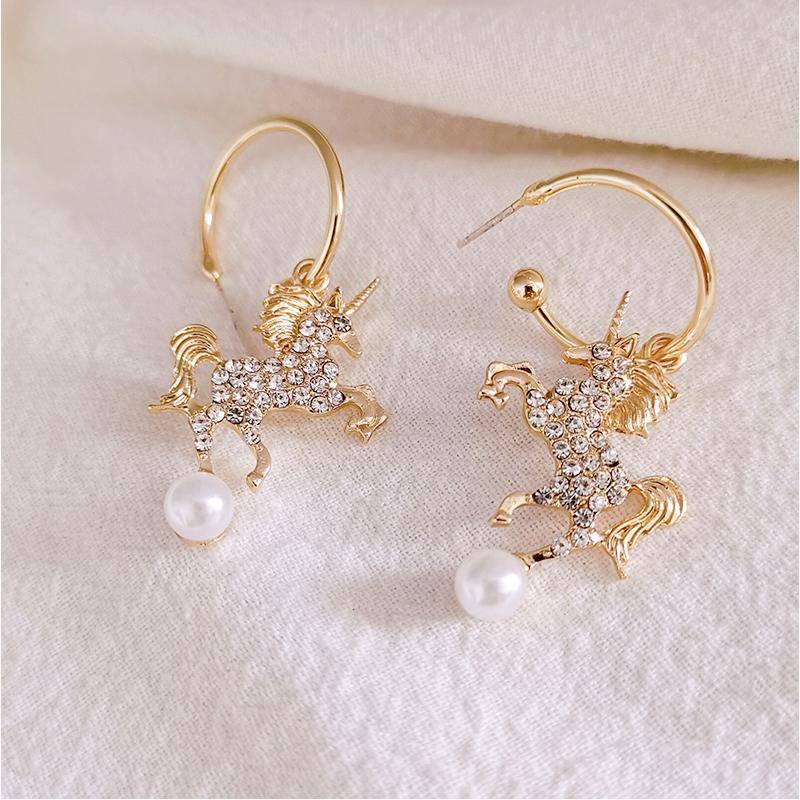 Boucles d'Oreilles Licorne<br> Créoles - Une Licorne