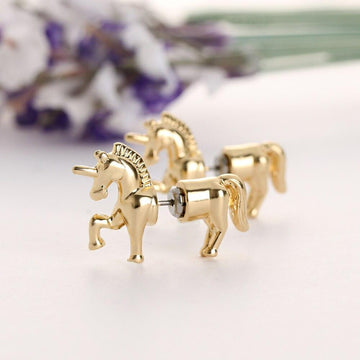 Boucles d'Oreilles Licorne<br> Dorées