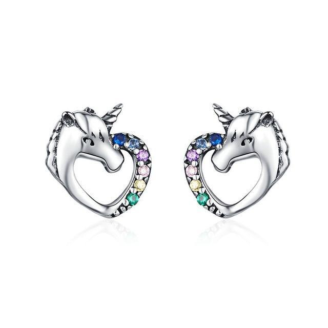 Boucles d Oreilles Licorne<br> En Argent - Une Licorne