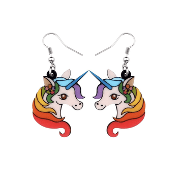 Boucles d'Oreilles Licorne Pendantes Style Animé