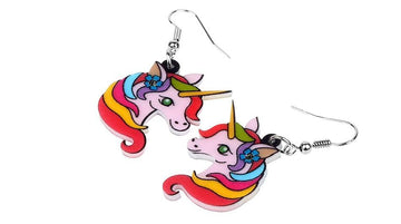 Boucles d'Oreilles Licorne Pendantes Style Animé
