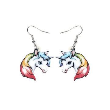Boucles d'Oreilles Licorne Crinière arc-en-ciel