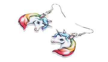 Boucles d'Oreilles Licorne Crinière arc-en-ciel