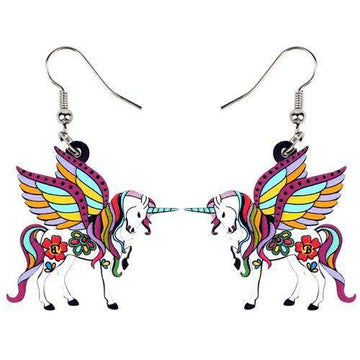 Boucles d'Oreilles Licorne<br> Pendantes Colorées
