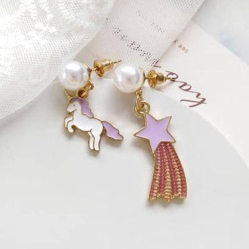 Boucles d'Oreilles Licorne Perles