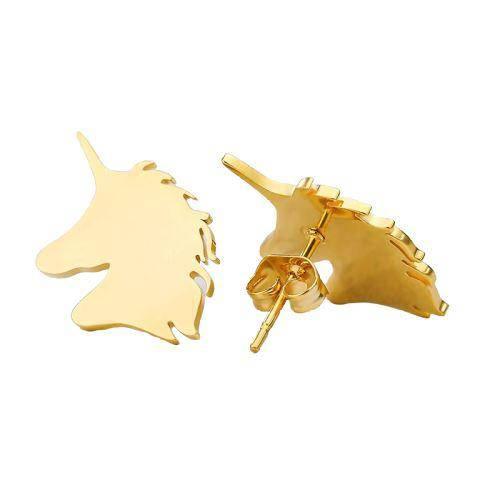 Boucles d'Oreilles Licorne<br> Plaqué Or - Une Licorne