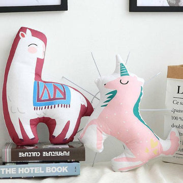 Coussin Licorne Vert et Rose