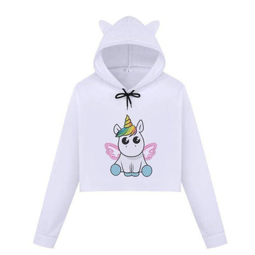 Crop-Top Licorne avec Capuche