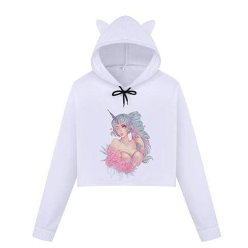 Crop-Top Licorne avec Capuche