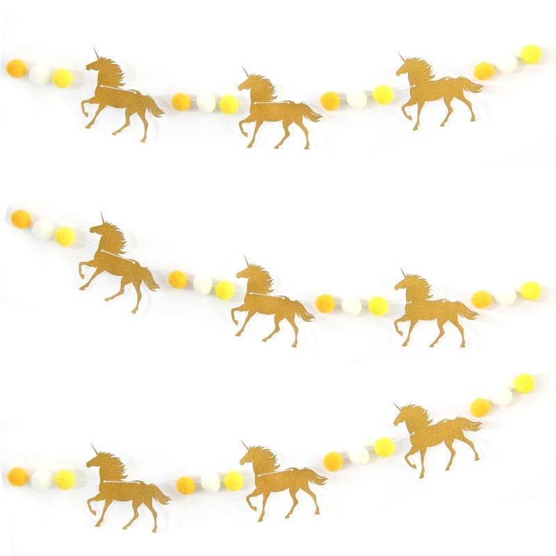 Ensemble de guirlandes de fête licornes dorées