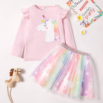 Ensemble licorne multicolore fille