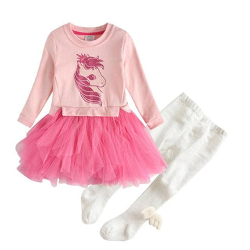 Ensemble licorne robe tutu & collant fille