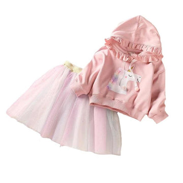 Ensemble licorne sweat à capuche et tutu fille