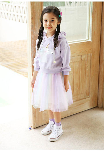 Ensemble licorne sweat à capuche et tutu fille