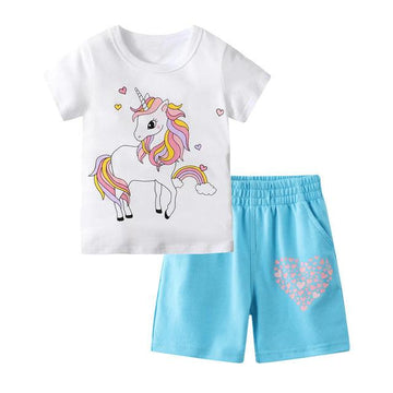 Ensemble licorne t-shirt & short fille