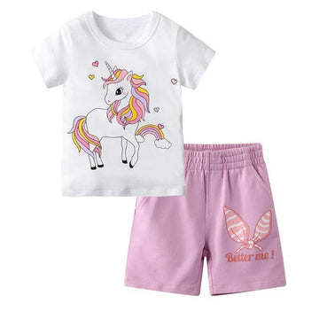 Ensemble licorne t-shirt & short fille