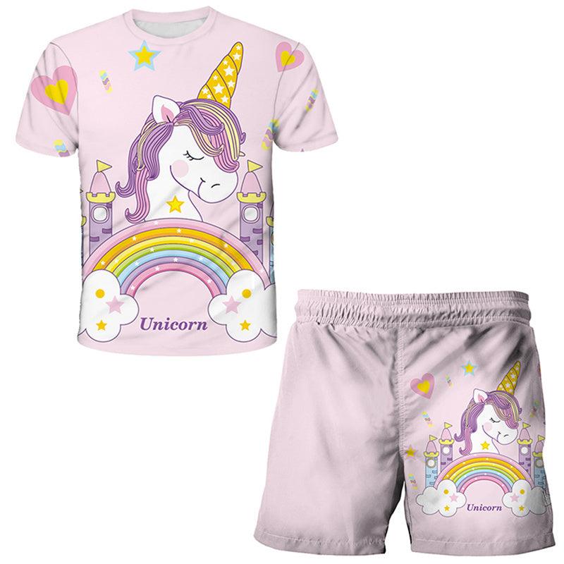 Ensemble licorne t-shirt et short enfants - Licorne