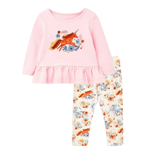 Ensemble licorne top base volantée & pantalon fille