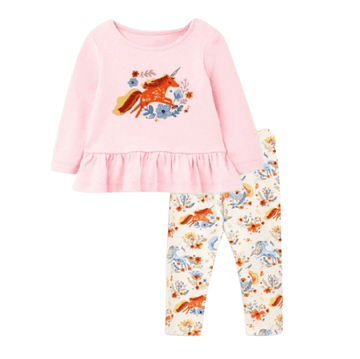 Ensemble licorne top base volanté & pantalon fille