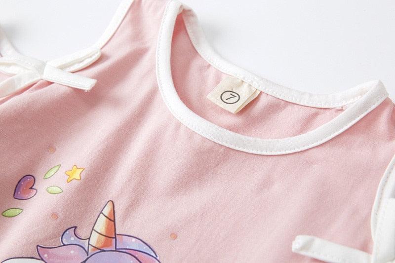 Ensemble Licorne Top Avec Empiècement Dénudé Aux Epaules & Jupe Pour Fille - Licorne